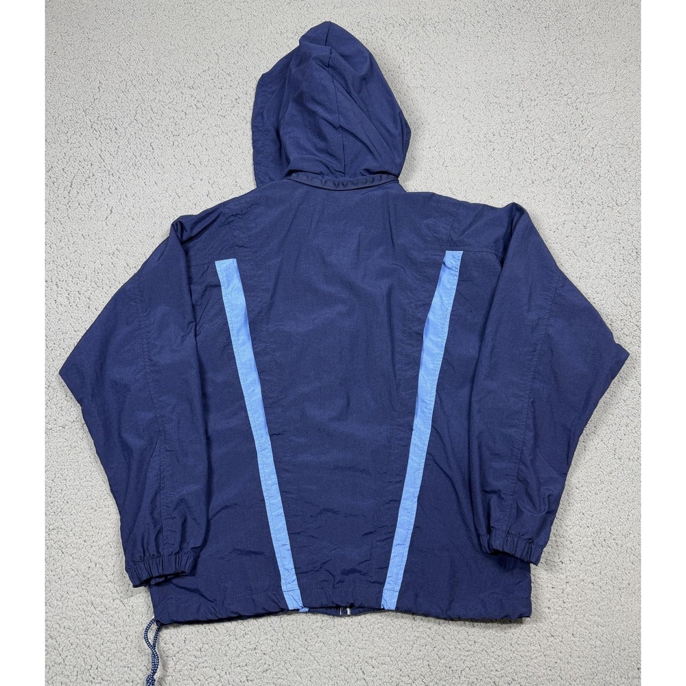 Vintage Nike Jacket Mens Large Blue Hooded Full Zip Windbreaker Colorblock 90s - Picture 9 of 10